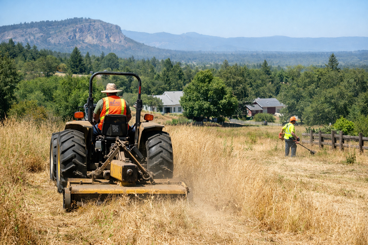 weed abatement services clearing dry grass in Butte County California